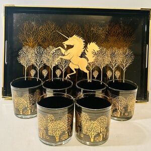 Vintage Unicorn Otagiri Japan lacquerware serving set